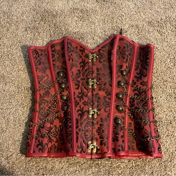 Steampunk Cosplay Lace Up Corset Bustier Top L Chains - Picture 4 of 12